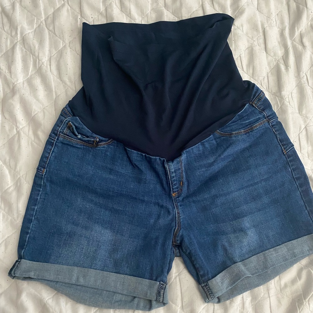 Maternity denim shorts